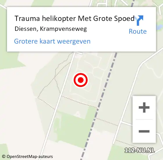 Locatie op kaart van de 112 melding: Trauma helikopter Met Grote Spoed Naar Diessen, Krampvenseweg op 19 augustus 2021 01:20