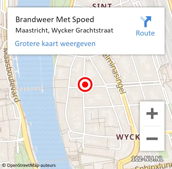 Locatie op kaart van de 112 melding: Brandweer Met Spoed Naar Maastricht, Wycker Grachtstraat op 19 augustus 2021 01:34