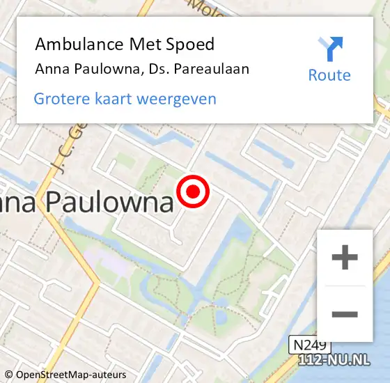 Locatie op kaart van de 112 melding: Ambulance Met Spoed Naar Anna Paulowna, Ds. Pareaulaan op 19 augustus 2021 03:33
