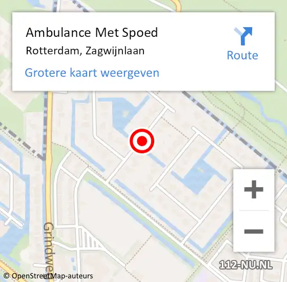 Locatie op kaart van de 112 melding: Ambulance Met Spoed Naar Rotterdam, Zagwijnlaan op 19 augustus 2021 04:31