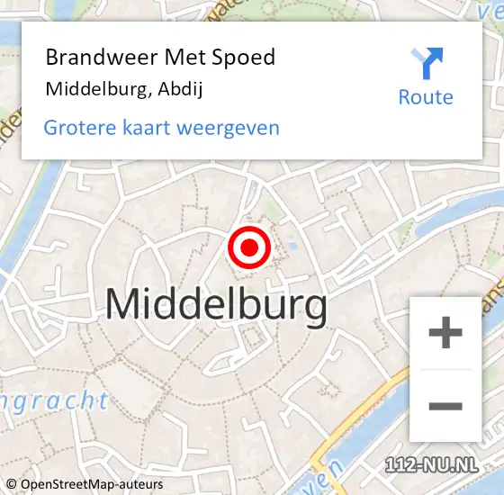 Locatie op kaart van de 112 melding: Brandweer Met Spoed Naar Middelburg, Abdij op 19 augustus 2021 04:37