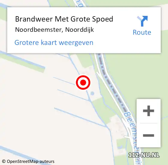 Locatie op kaart van de 112 melding: Brandweer Met Grote Spoed Naar Noordbeemster, Noorddijk op 19 augustus 2021 04:37