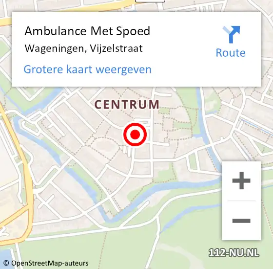 Locatie op kaart van de 112 melding: Ambulance Met Spoed Naar Wageningen, Vijzelstraat op 19 augustus 2021 05:05