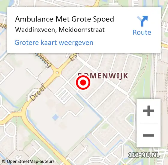 Locatie op kaart van de 112 melding: Ambulance Met Grote Spoed Naar Waddinxveen, Meidoornstraat op 19 augustus 2021 05:44