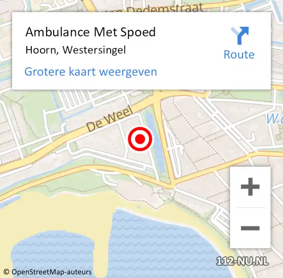 Locatie op kaart van de 112 melding: Ambulance Met Spoed Naar Hoorn, Westersingel op 19 augustus 2021 06:21