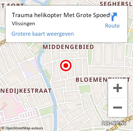 Locatie op kaart van de 112 melding: Trauma helikopter Met Grote Spoed Naar Vlissingen op 19 augustus 2021 06:21