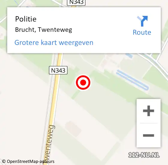 Locatie op kaart van de 112 melding: Politie Brucht, Twenteweg op 19 augustus 2021 07:33