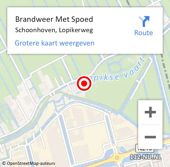 Locatie op kaart van de 112 melding: Brandweer Met Spoed Naar Schoonhoven, Lopikerweg op 19 augustus 2021 07:39