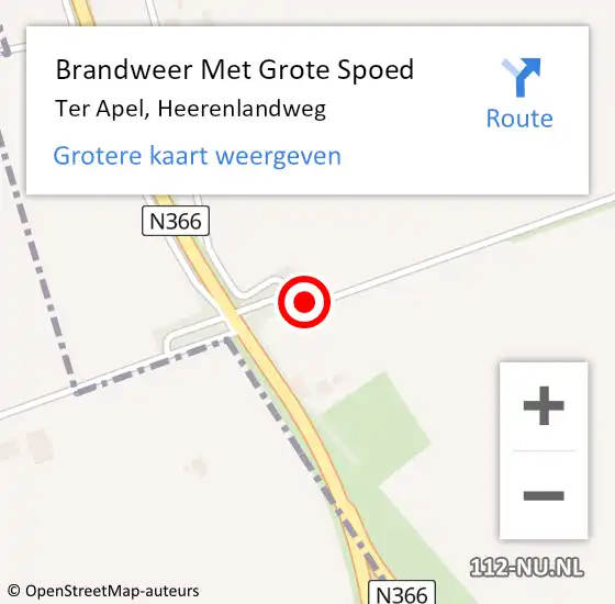 Locatie op kaart van de 112 melding: Brandweer Met Grote Spoed Naar Ter Apel, Heerenlandweg op 20 juni 2014 08:29