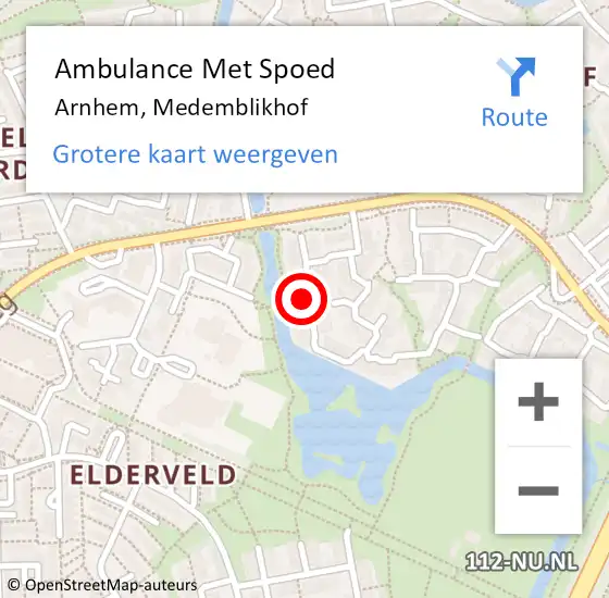 Locatie op kaart van de 112 melding: Ambulance Met Spoed Naar Arnhem, Medemblikhof op 19 augustus 2021 08:14