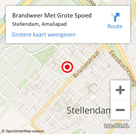 Locatie op kaart van de 112 melding: Brandweer Met Grote Spoed Naar Stellendam, Amaliapad op 19 augustus 2021 08:21