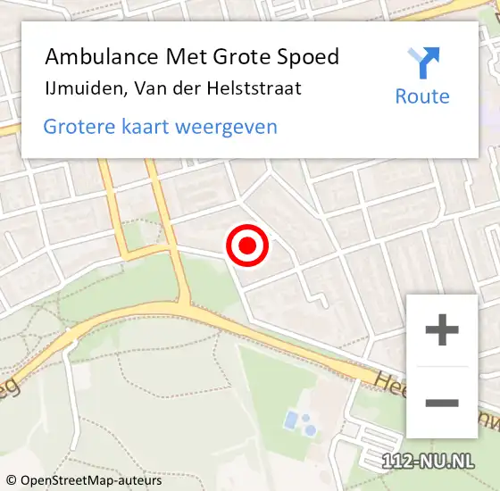 Locatie op kaart van de 112 melding: Ambulance Met Grote Spoed Naar IJmuiden, Van der Helststraat op 19 augustus 2021 08:22