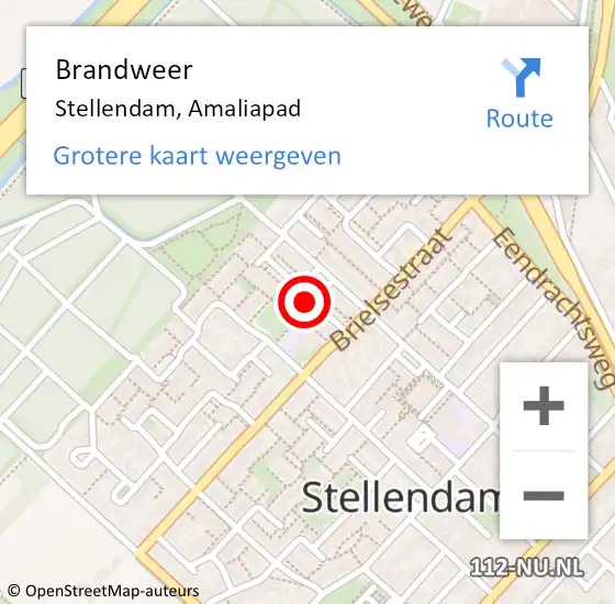 Locatie op kaart van de 112 melding: Brandweer Stellendam, Amaliapad op 19 augustus 2021 08:25