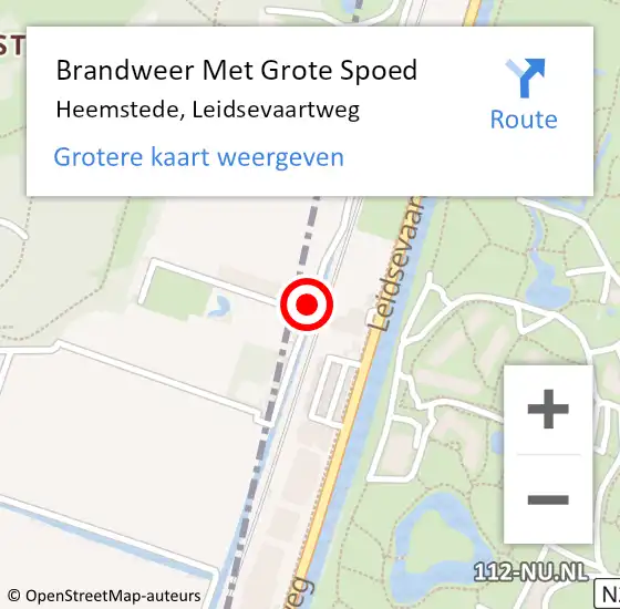 Locatie op kaart van de 112 melding: Brandweer Met Grote Spoed Naar Heemstede, Leidsevaartweg op 19 augustus 2021 09:03