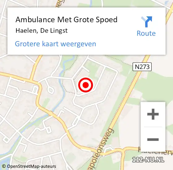 Locatie op kaart van de 112 melding: Ambulance Met Grote Spoed Naar Haelen, De Lingst op 19 augustus 2021 09:04