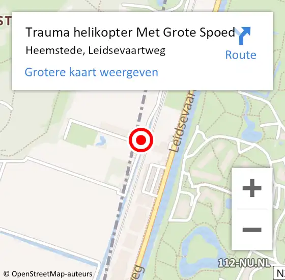 Locatie op kaart van de 112 melding: Trauma helikopter Met Grote Spoed Naar Heemstede, Leidsevaartweg op 19 augustus 2021 09:05