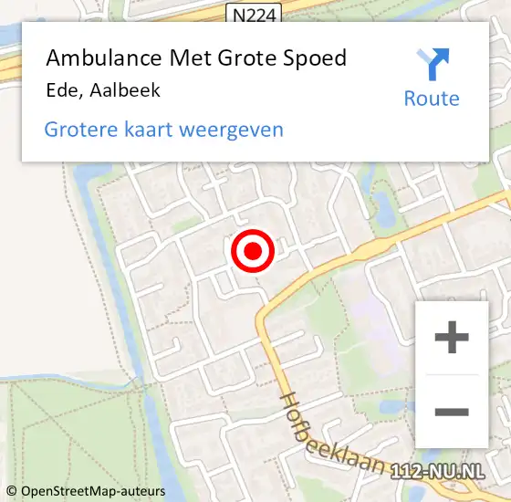 Locatie op kaart van de 112 melding: Ambulance Met Grote Spoed Naar Ede, Aalbeek op 19 augustus 2021 09:05