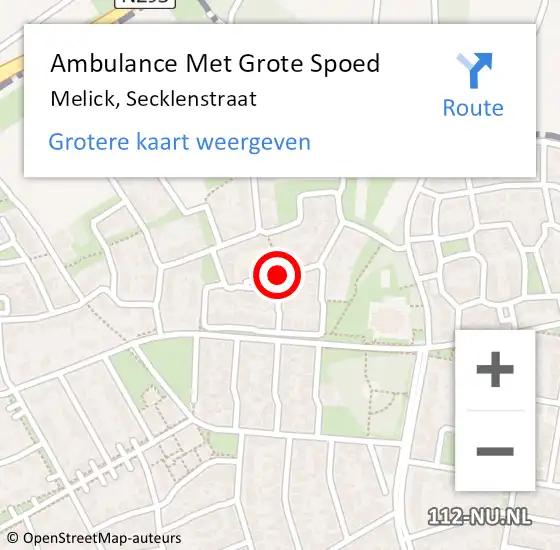 Locatie op kaart van de 112 melding: Ambulance Met Grote Spoed Naar Melick, Secklenstraat op 19 augustus 2021 09:07