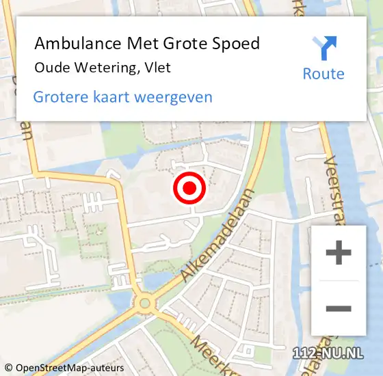 Locatie op kaart van de 112 melding: Ambulance Met Grote Spoed Naar Oude Wetering, Vlet op 19 augustus 2021 09:08