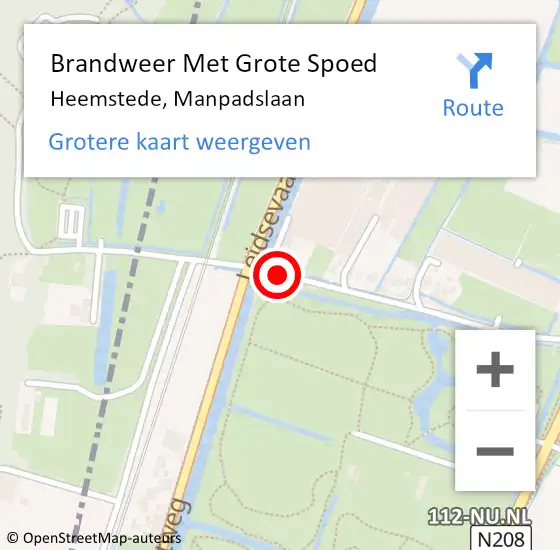 Locatie op kaart van de 112 melding: Brandweer Met Grote Spoed Naar Heemstede, Manpadslaan op 19 augustus 2021 09:10