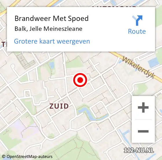 Locatie op kaart van de 112 melding: Brandweer Met Spoed Naar Balk, Jelle Meineszleane op 19 augustus 2021 09:13