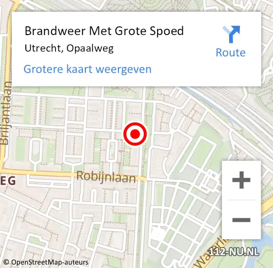 Locatie op kaart van de 112 melding: Brandweer Met Grote Spoed Naar Utrecht, Opaalweg op 19 augustus 2021 10:08