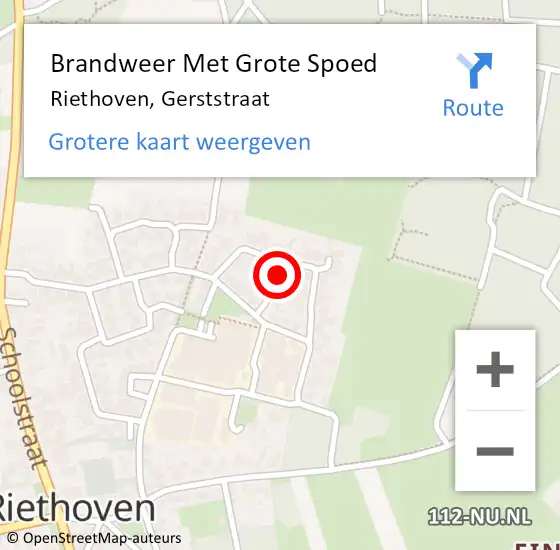 Locatie op kaart van de 112 melding: Brandweer Met Grote Spoed Naar Riethoven, Gerststraat op 19 augustus 2021 10:09