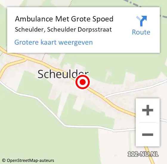 Locatie op kaart van de 112 melding: Ambulance Met Grote Spoed Naar Scheulder, Scheulder Dorpsstraat op 20 juni 2014 08:40
