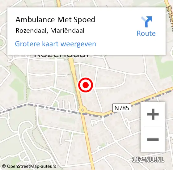 Locatie op kaart van de 112 melding: Ambulance Met Spoed Naar Rozendaal, Mariëndaal op 19 augustus 2021 10:54