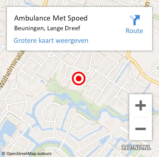 Locatie op kaart van de 112 melding: Ambulance Met Spoed Naar Beuningen, Lange Dreef op 19 augustus 2021 11:03