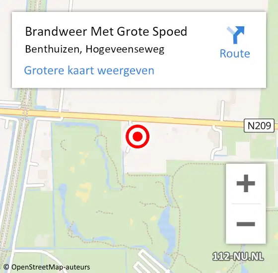 Locatie op kaart van de 112 melding: Brandweer Met Grote Spoed Naar Benthuizen, Hogeveenseweg op 19 augustus 2021 11:51