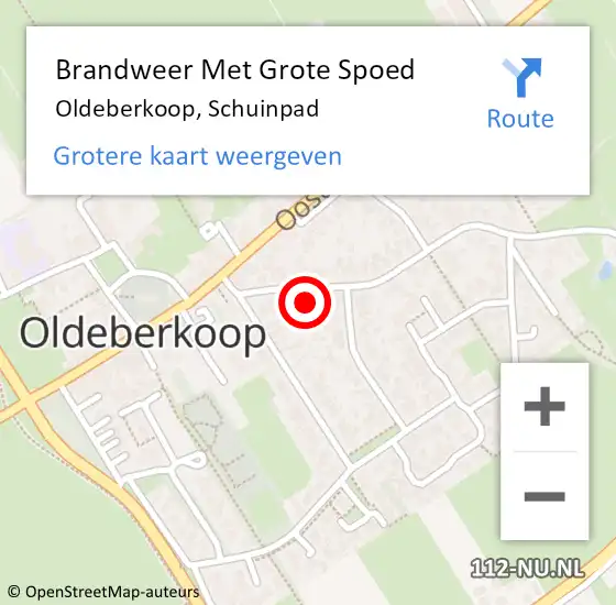 Locatie op kaart van de 112 melding: Brandweer Met Grote Spoed Naar Oldeberkoop, Schuinpad op 19 augustus 2021 11:59