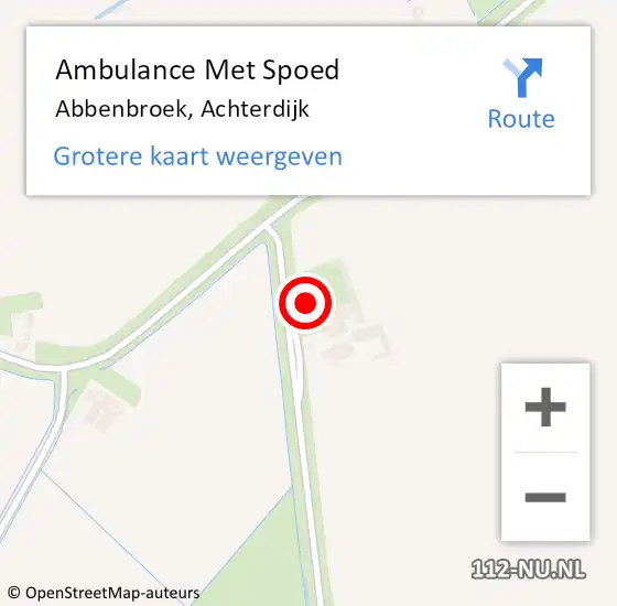 Locatie op kaart van de 112 melding: Ambulance Met Spoed Naar Abbenbroek, Achterdijk op 19 augustus 2021 12:04