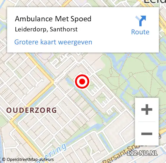 Locatie op kaart van de 112 melding: Ambulance Met Spoed Naar Leiderdorp, Santhorst op 19 augustus 2021 12:07