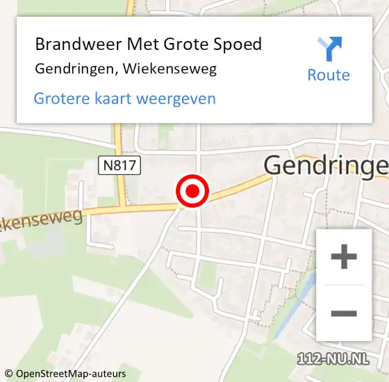 Locatie op kaart van de 112 melding: Brandweer Met Grote Spoed Naar Gendringen, Wiekenseweg op 19 augustus 2021 12:09