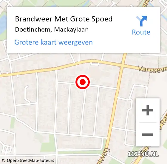 Locatie op kaart van de 112 melding: Brandweer Met Grote Spoed Naar Doetinchem, Mackaylaan op 19 augustus 2021 12:14