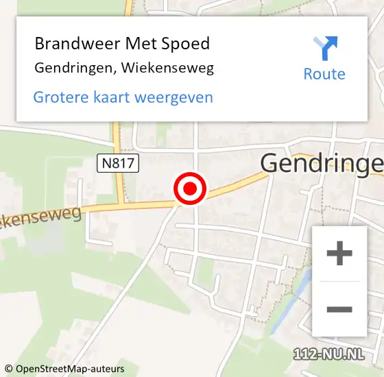 Locatie op kaart van de 112 melding: Brandweer Met Spoed Naar Gendringen, Wiekenseweg op 19 augustus 2021 12:20