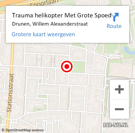 Locatie op kaart van de 112 melding: Trauma helikopter Met Grote Spoed Naar Drunen, Willem Alexanderstraat op 19 augustus 2021 12:34