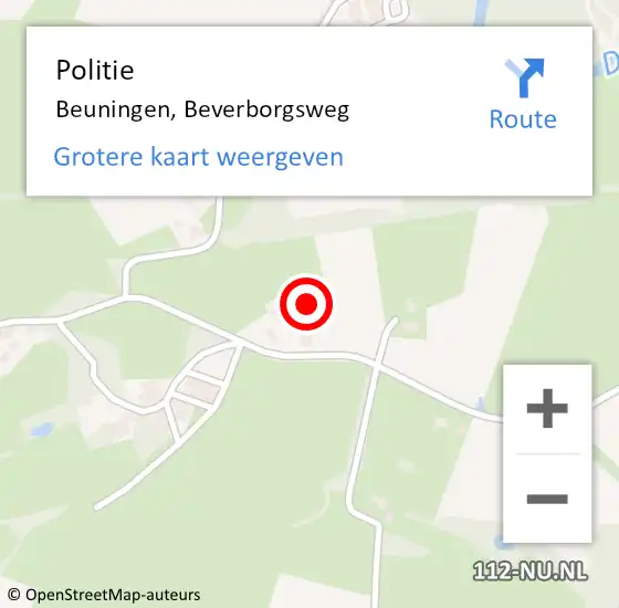 Locatie op kaart van de 112 melding: Politie Beuningen, Beverborgsweg op 19 augustus 2021 13:03