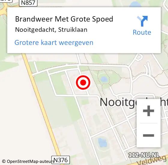 Locatie op kaart van de 112 melding: Brandweer Met Grote Spoed Naar Nooitgedacht, Struiklaan op 19 augustus 2021 13:18