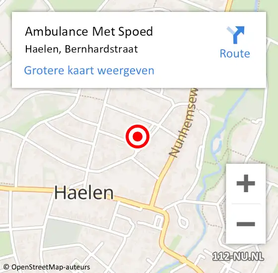 Locatie op kaart van de 112 melding: Ambulance Met Spoed Naar Haelen, Bernhardstraat op 19 augustus 2021 13:24