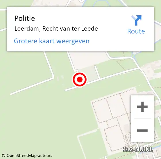 Locatie op kaart van de 112 melding: Politie Leerdam, Recht van ter Leede op 19 augustus 2021 14:06