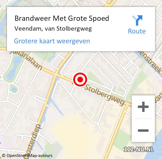 Locatie op kaart van de 112 melding: Brandweer Met Grote Spoed Naar Veendam, van Stolbergweg op 19 augustus 2021 14:24