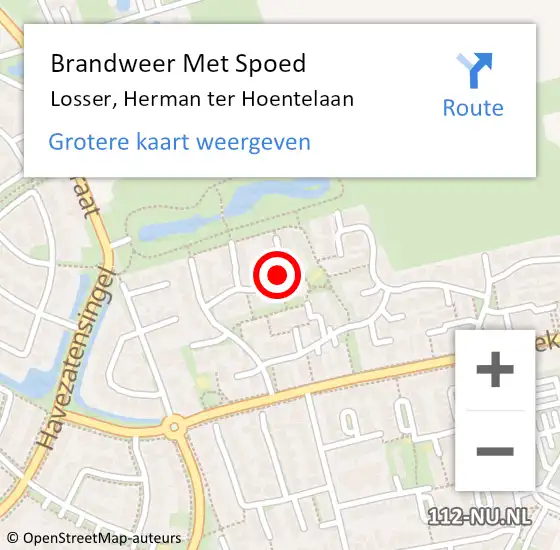 Locatie op kaart van de 112 melding: Brandweer Met Spoed Naar Losser, Herman ter Hoentelaan op 19 augustus 2021 14:54