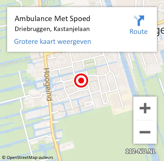 Locatie op kaart van de 112 melding: Ambulance Met Spoed Naar Driebruggen, Kastanjelaan op 19 augustus 2021 15:22