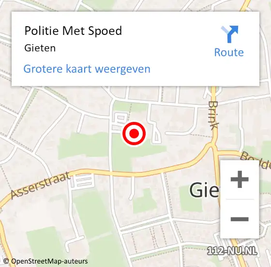 Locatie op kaart van de 112 melding: Politie Met Spoed Naar Gieten op 19 augustus 2021 15:24