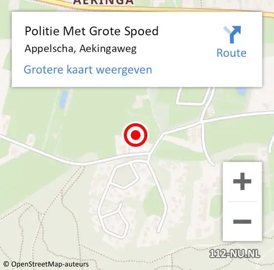 Locatie op kaart van de 112 melding: Politie Met Grote Spoed Naar Appelscha, Aekingaweg op 19 augustus 2021 15:29