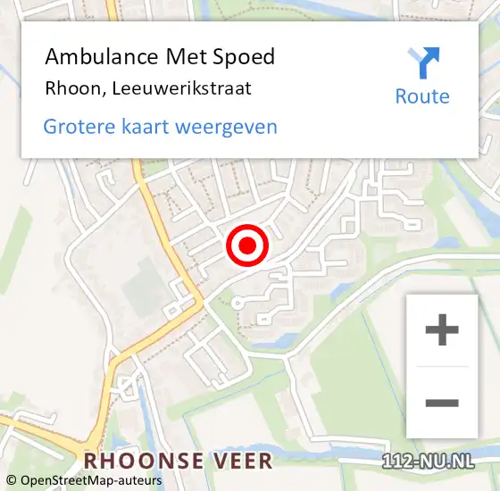 Locatie op kaart van de 112 melding: Ambulance Met Spoed Naar Rhoon, Leeuwerikstraat op 19 augustus 2021 15:37