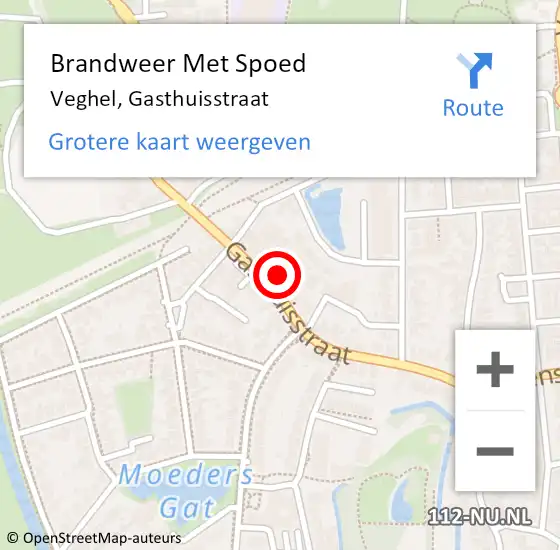 Locatie op kaart van de 112 melding: Brandweer Met Spoed Naar Veghel, Gasthuisstraat op 19 augustus 2021 15:42