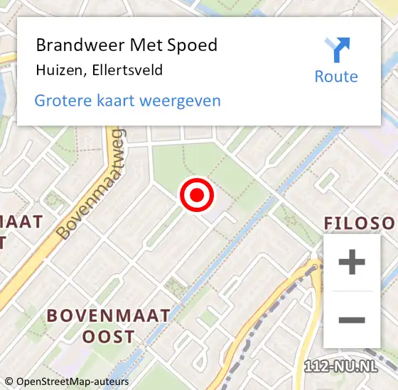 Locatie op kaart van de 112 melding: Brandweer Met Spoed Naar Huizen, Ellertsveld op 19 augustus 2021 15:43